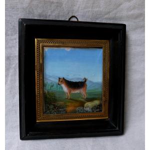 Portrait Of A Dog, Portrait Miniature, Empire, 19th Century