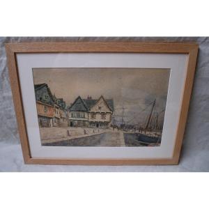 View Of The Port Of Saint-goustan, Auray, Brittany, Watercolor On Paper, 1886