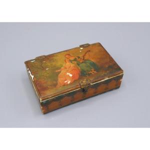 Quadrille Game Box In Arte Povera, Romantic Scene, 18th Century