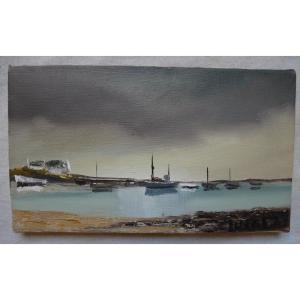 Dany Lucas, Breton Landscape, Seascape, Signed Oil On Canvas, 20th Century
