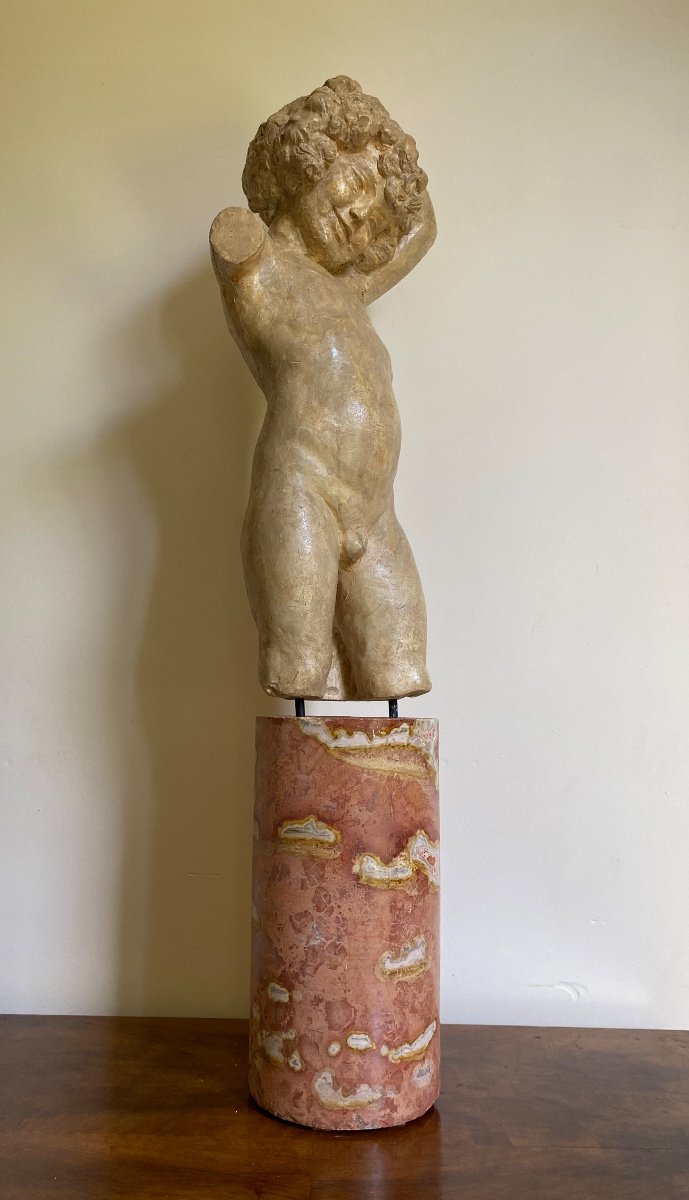 Sculpture Faune Art Déco, Plâtre d'Atelier, Non Signé, Années 1920-photo-3