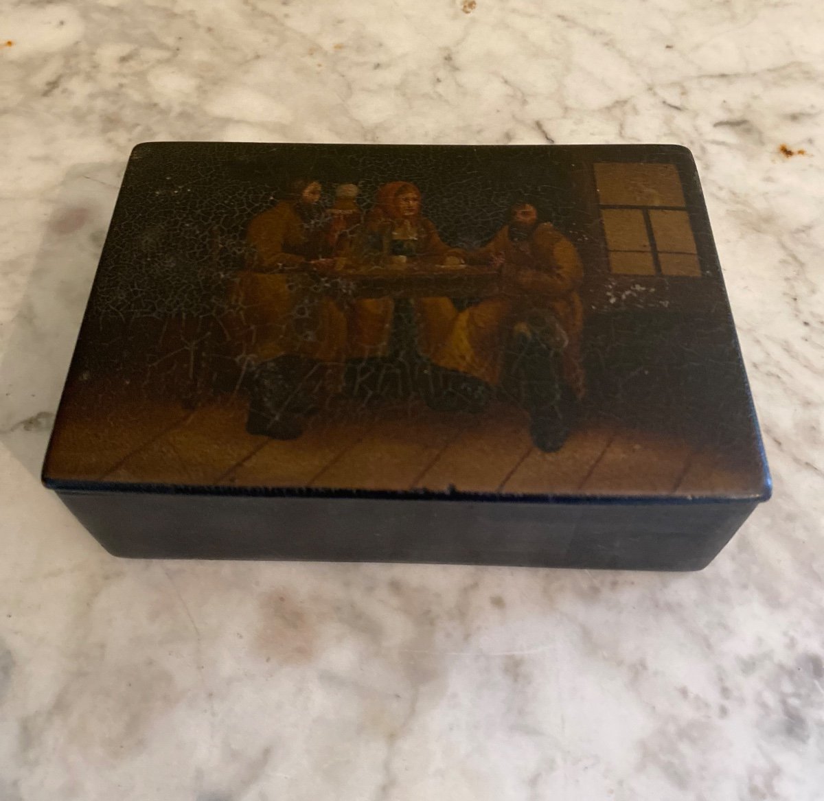 Russian Lacquered Wooden Box, Late Nineteenth Time-photo-2