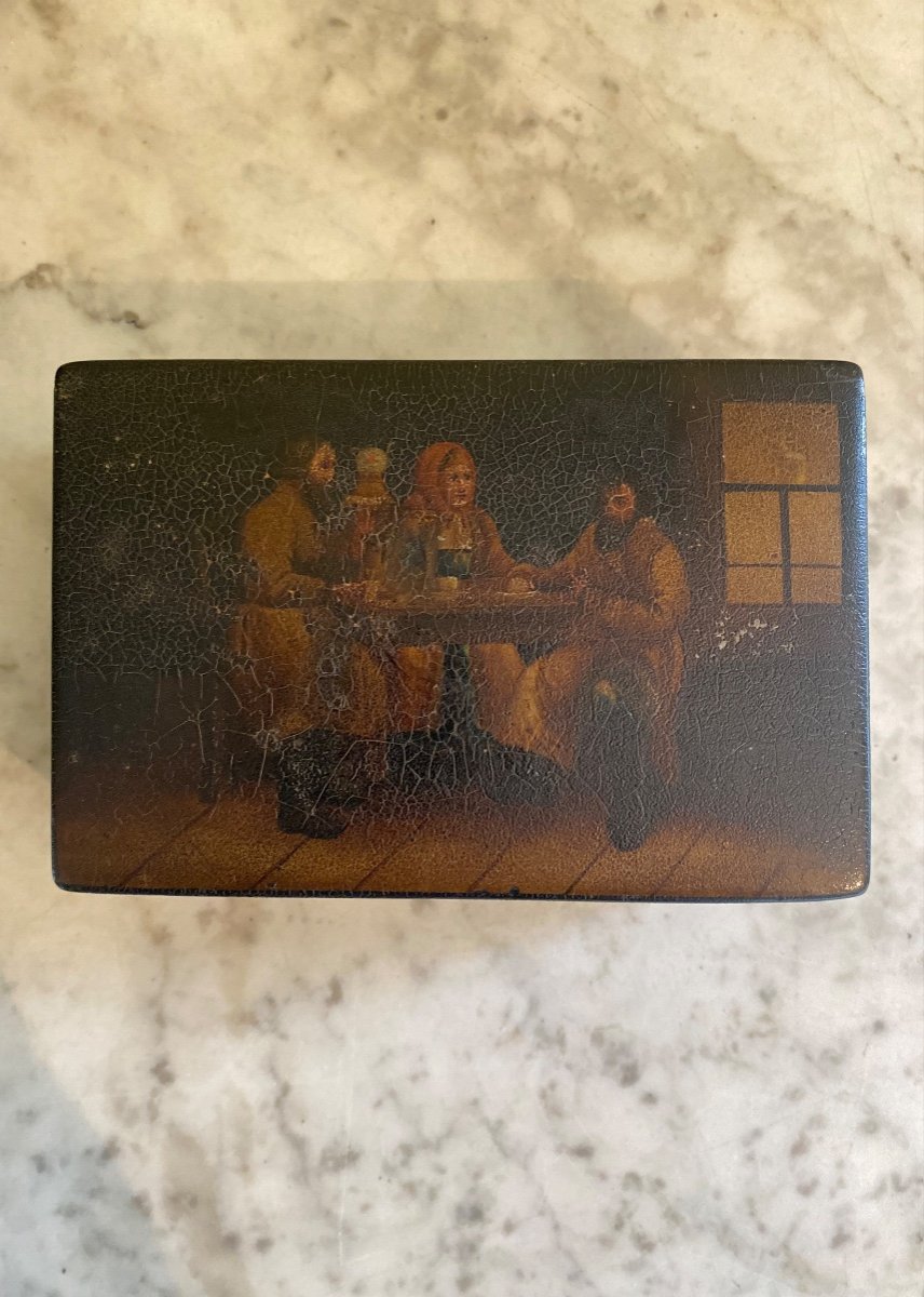 Russian Lacquered Wooden Box, Late Nineteenth Time