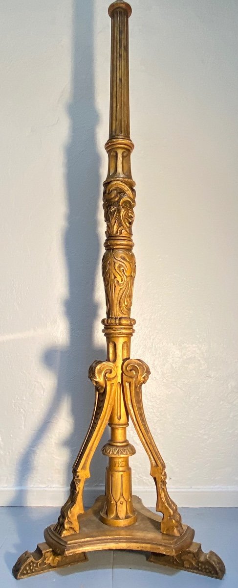 Important Torchiere Or Floor Lamp Base Stamped Fred Vezy, Year 1923-photo-1