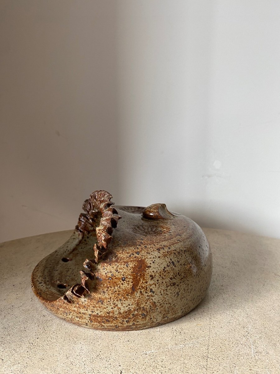 Flowerpot/empty Zoomorphic Pocket In Sandstone Attributed To Alexandre Kostanda, 1960s-photo-2