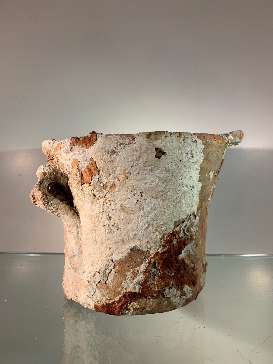 Pot With Handles In Glazed Terracotta With Marine Concretions, Roman Period-photo-4