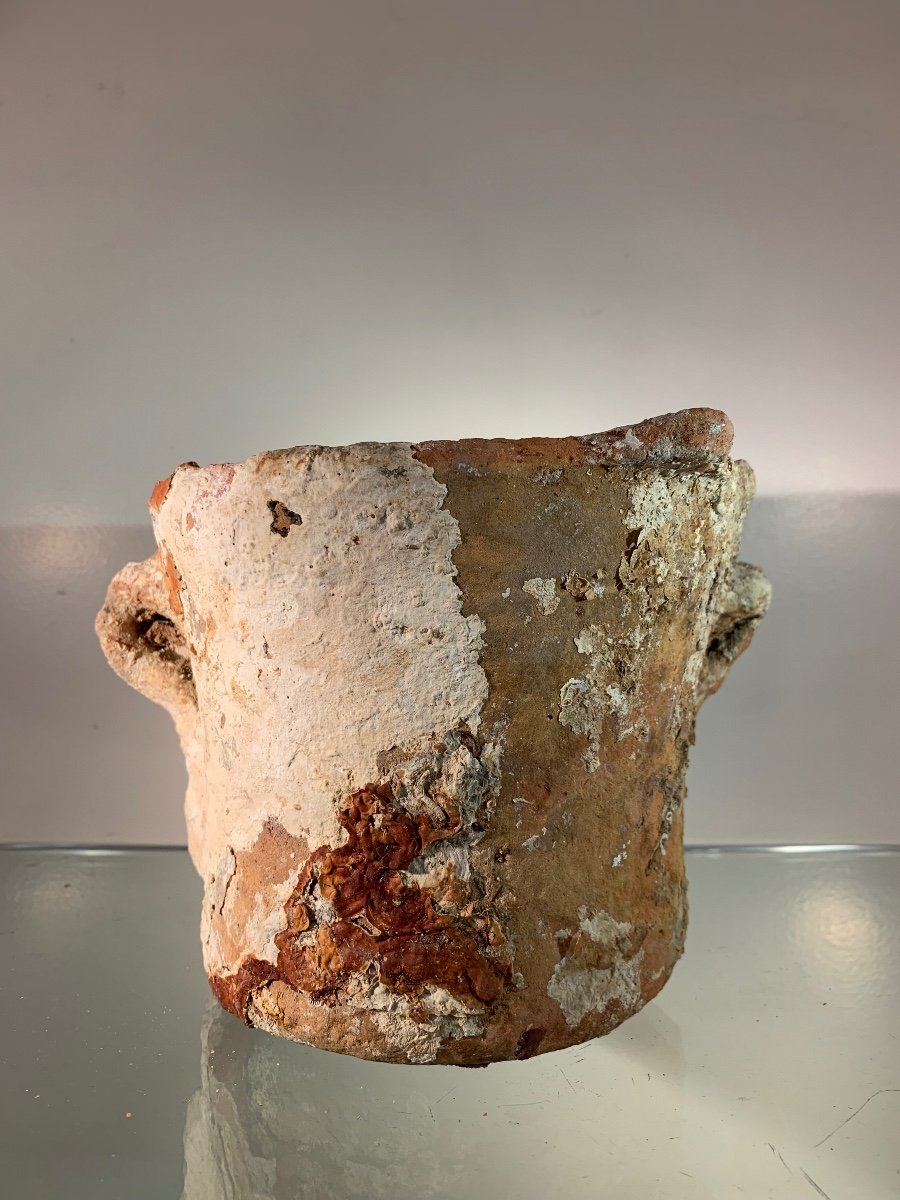 Pot With Handles In Glazed Terracotta With Marine Concretions, Roman Period-photo-1