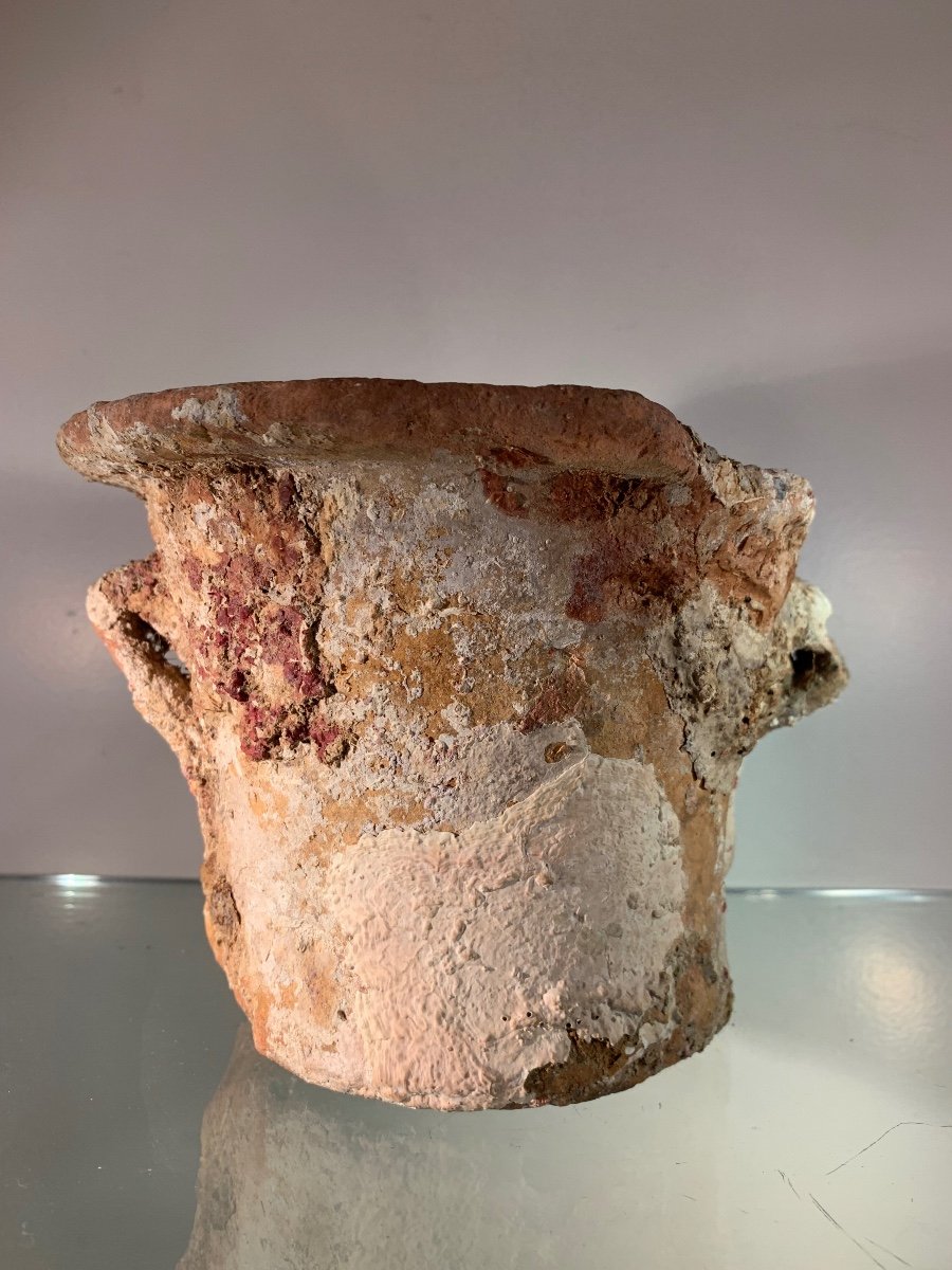 Strawberry'spot With Handles In Glazed Terracotta With Marine Concretions, XVIIIth
