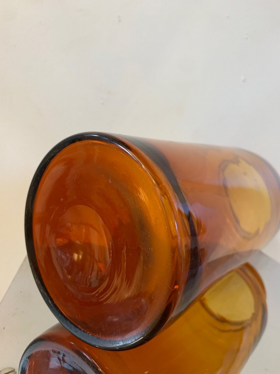 Bocal En Verre Teinté Orange, Epoque Fin XVIIIe/début XIXe-photo-3