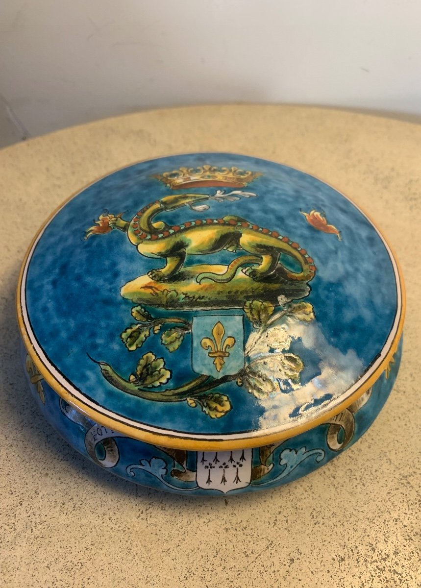 Enameled Ceramic Candy Box By Gaston Bruneau-balon, Early 20th Century-photo-2