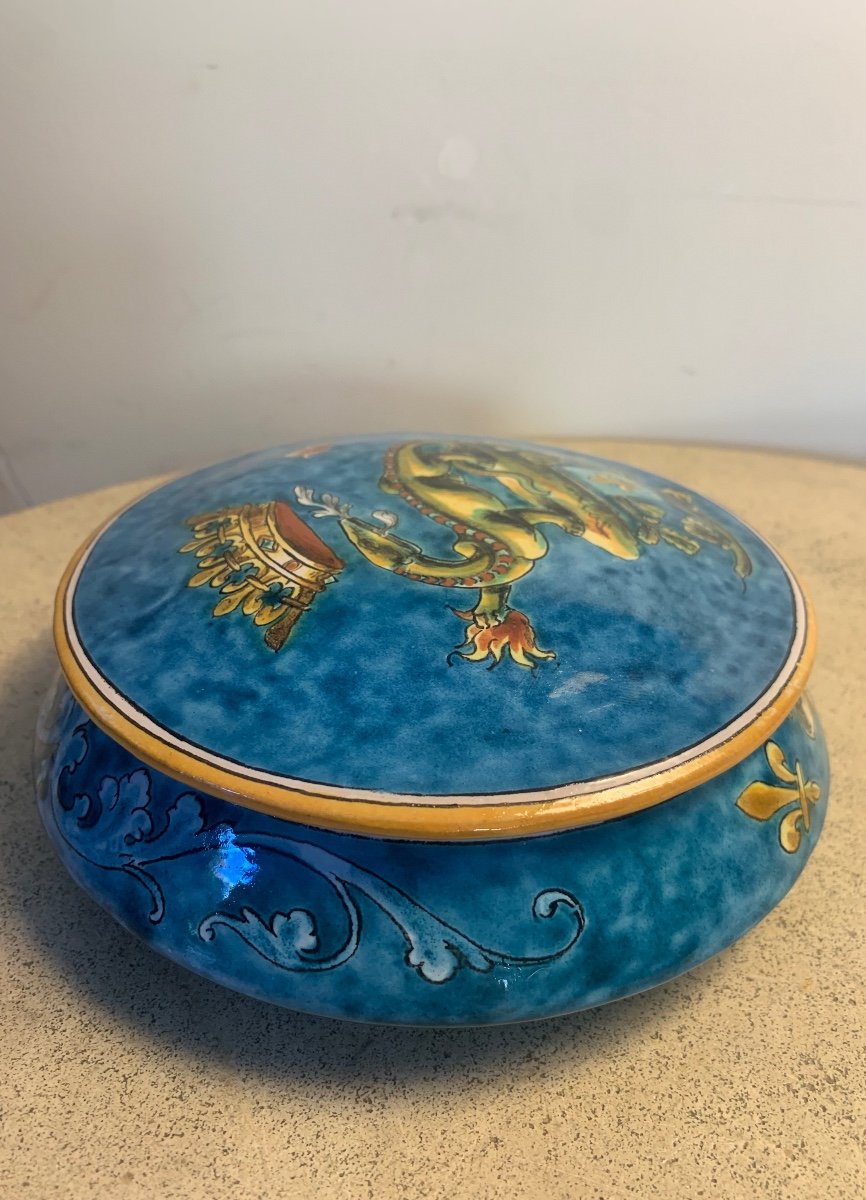 Enameled Ceramic Candy Box By Gaston Bruneau-balon, Early 20th Century-photo-3