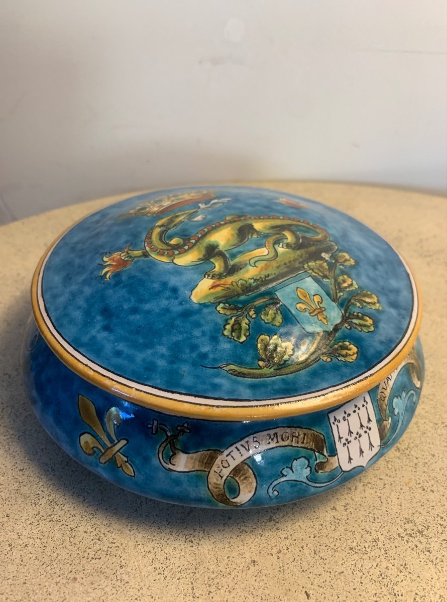 Enameled Ceramic Candy Box By Gaston Bruneau-balon, Early 20th Century-photo-5