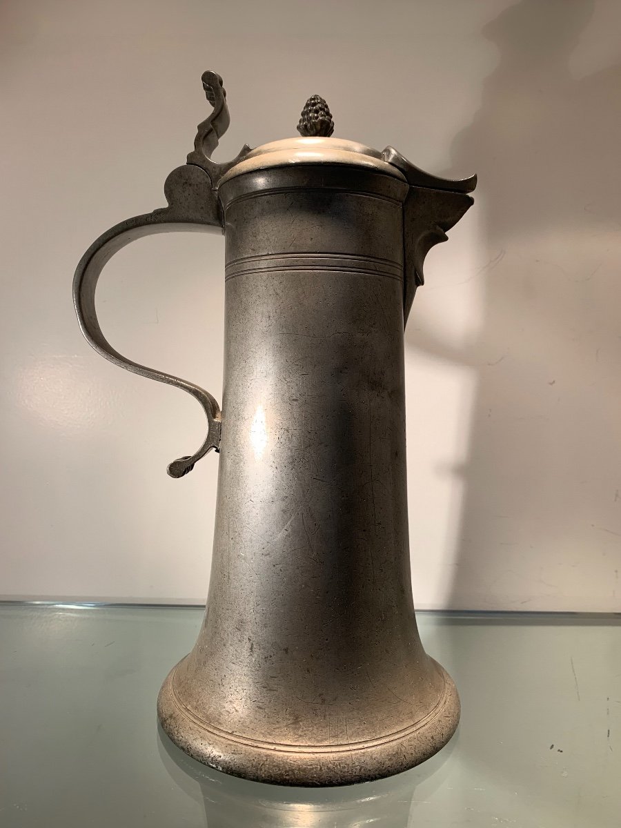 Chope En Etain Datée De 1749, Suisse, Epoque XVIIIème-photo-1
