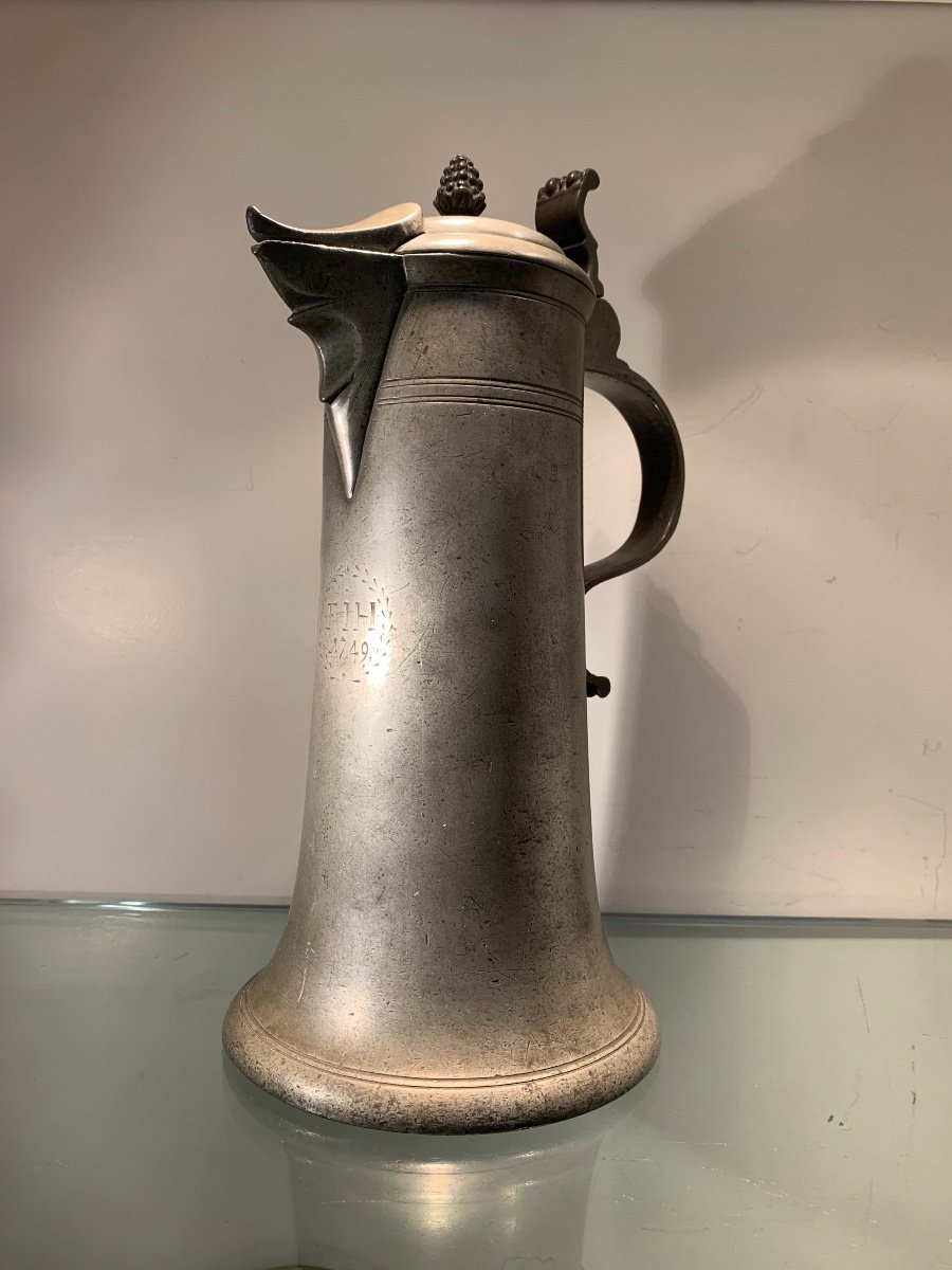 Chope En Etain Datée De 1749, Suisse, Epoque XVIIIème-photo-4
