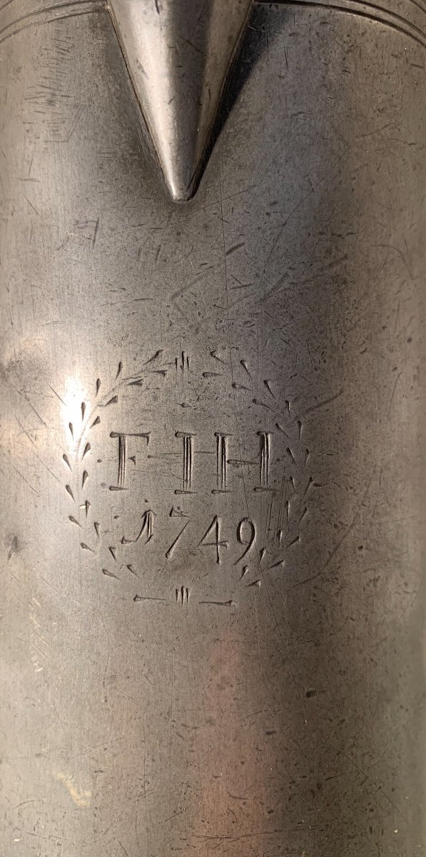Chope En Etain Datée De 1749, Suisse, Epoque XVIIIème-photo-5
