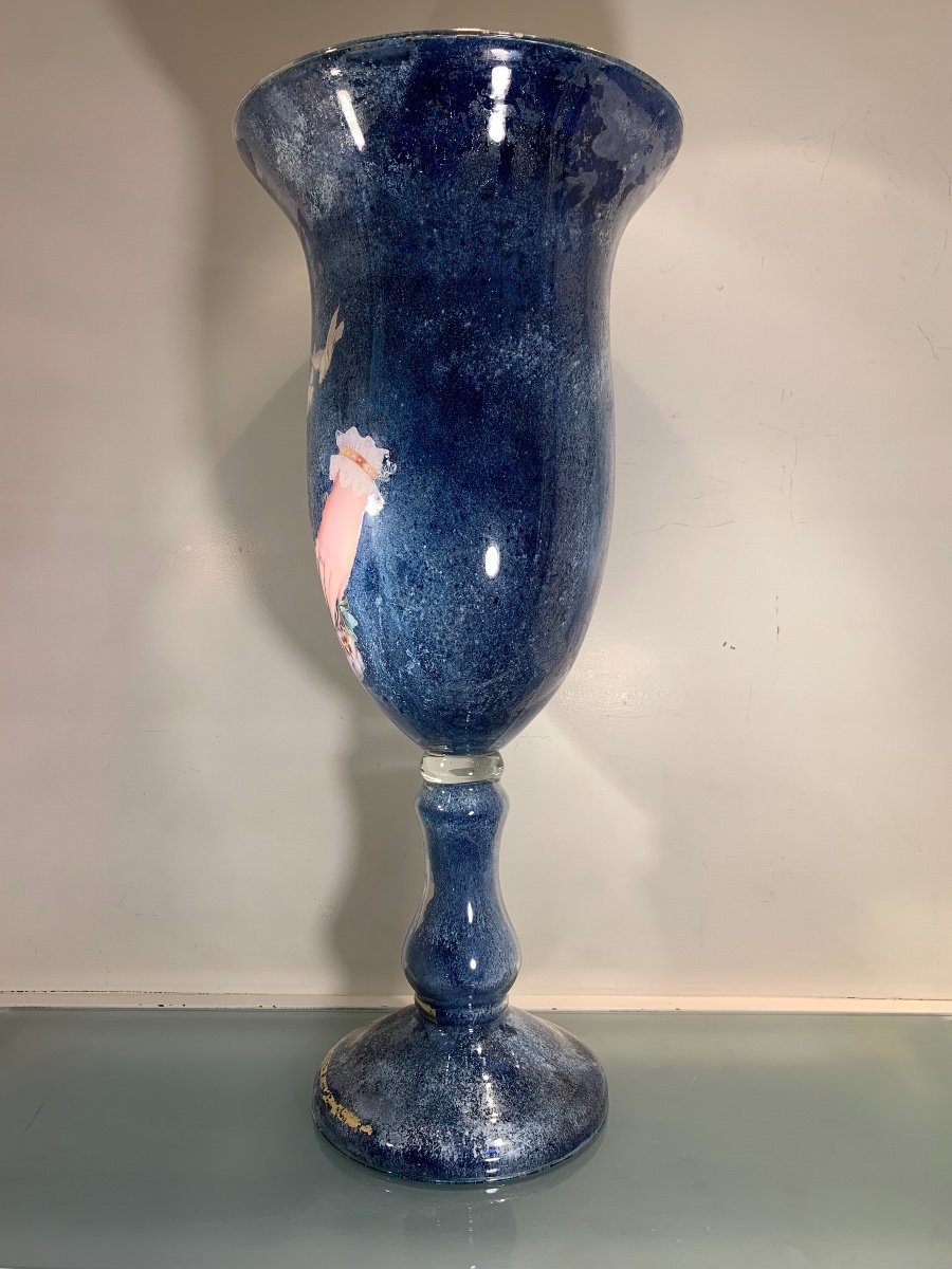 Grande Coupe En Fixé Sous Verre, Arte Povera, Epoque Fin XIXème/Début XXème-photo-4