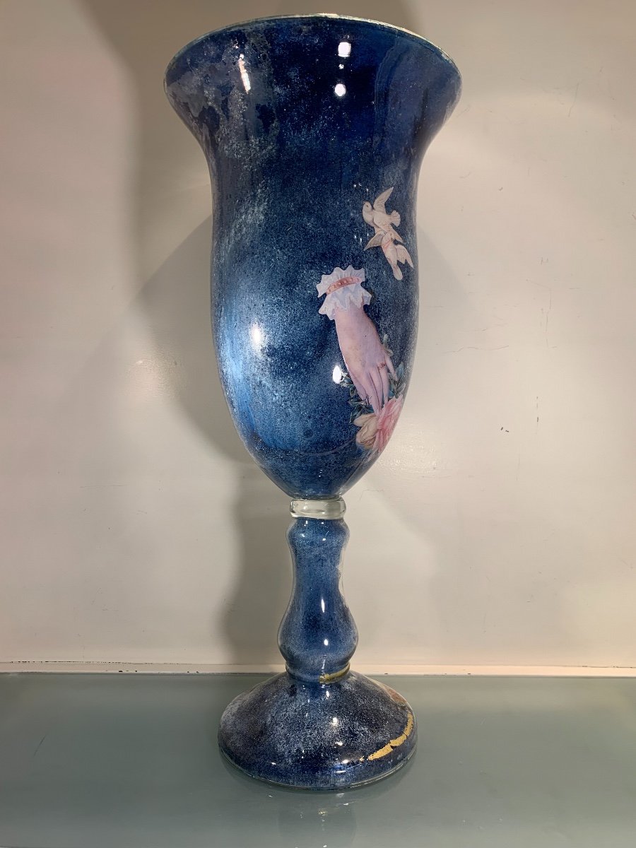 Grande Coupe En Fixé Sous Verre, Arte Povera, Epoque Fin XIXème/Début XXème-photo-2