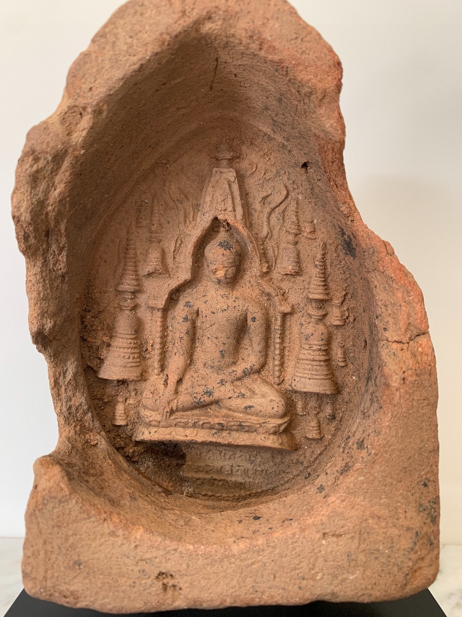 Tablette Votive Au Buddha, Terre Cuite, Asie Du Sud-est Ou Inde, Xe/XIIIe Siècle-photo-4