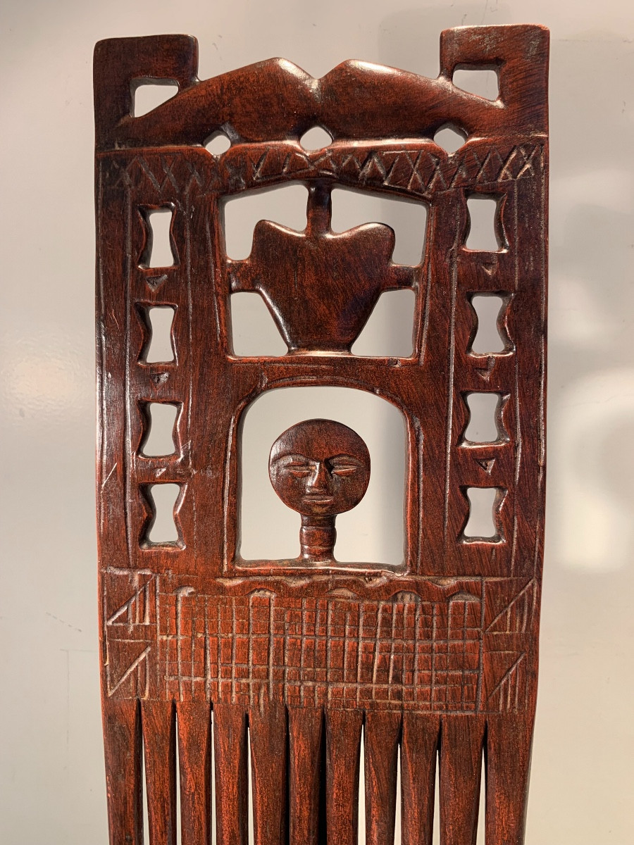 Ashanti Comb, Carved Wood, 20th Century-photo-4