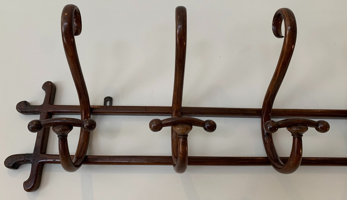 Thonet Wall Coat Rack, Curved Wood, 1900s-photo-4