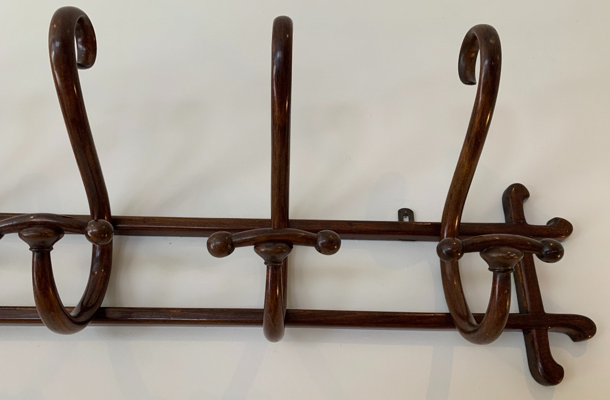 Thonet Wall Coat Rack, Curved Wood, 1900s-photo-1