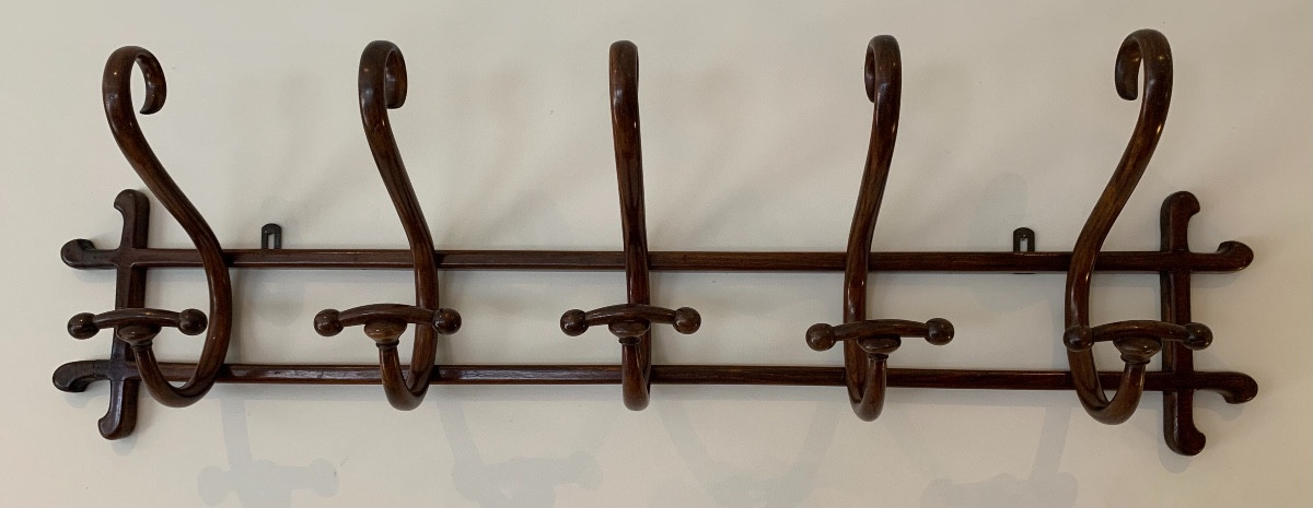 Thonet Wall Coat Rack, Curved Wood, 1900s