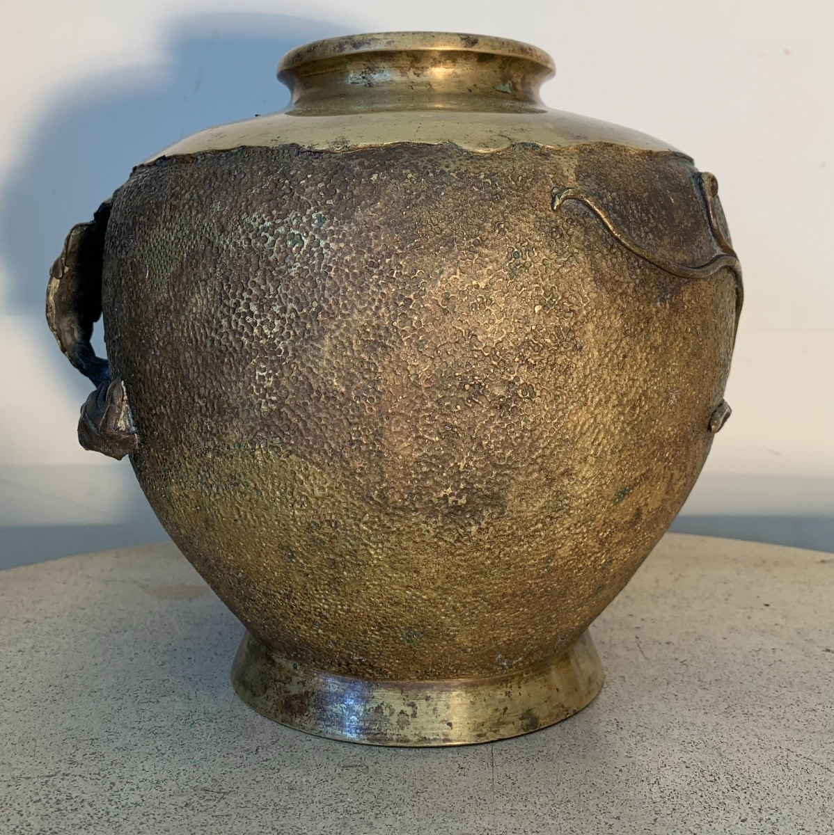 Japanese Bronze Vase With Vine Branches, 1900s-photo-1