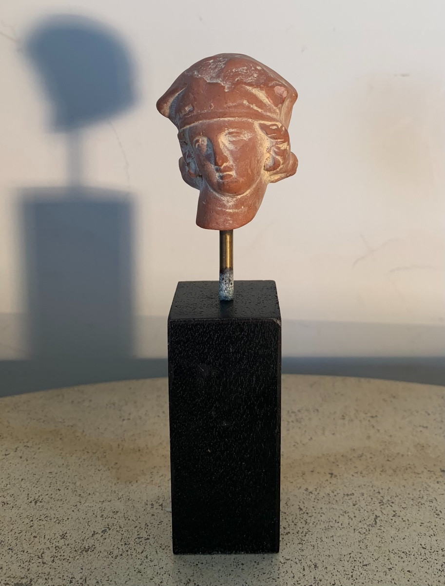 Head Of A Tanagrean Statuette, Terracotta, Roman Period