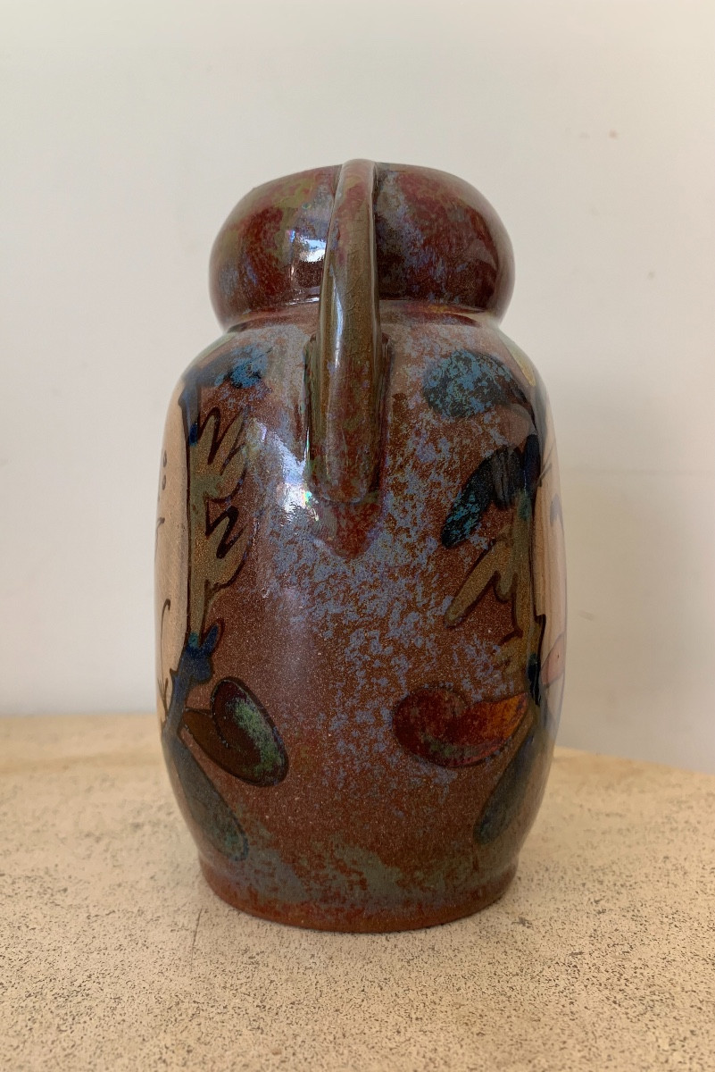Petit Vase En Céramique Par L. E. Desmant, Décor Tapisserie De Bayeux, Epoque XIXe-photo-3