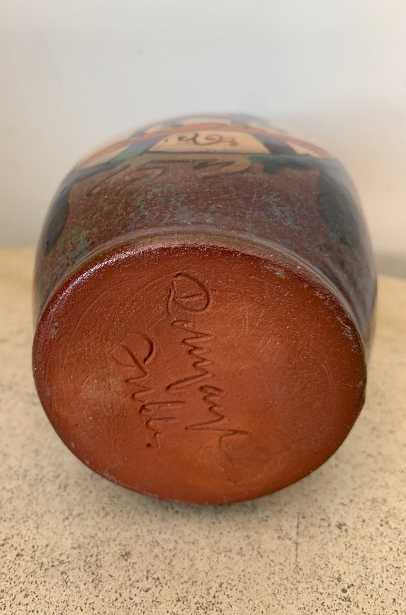 Petit Vase En Céramique Par L. E. Desmant, Décor Tapisserie De Bayeux, Epoque XIXe-photo-5