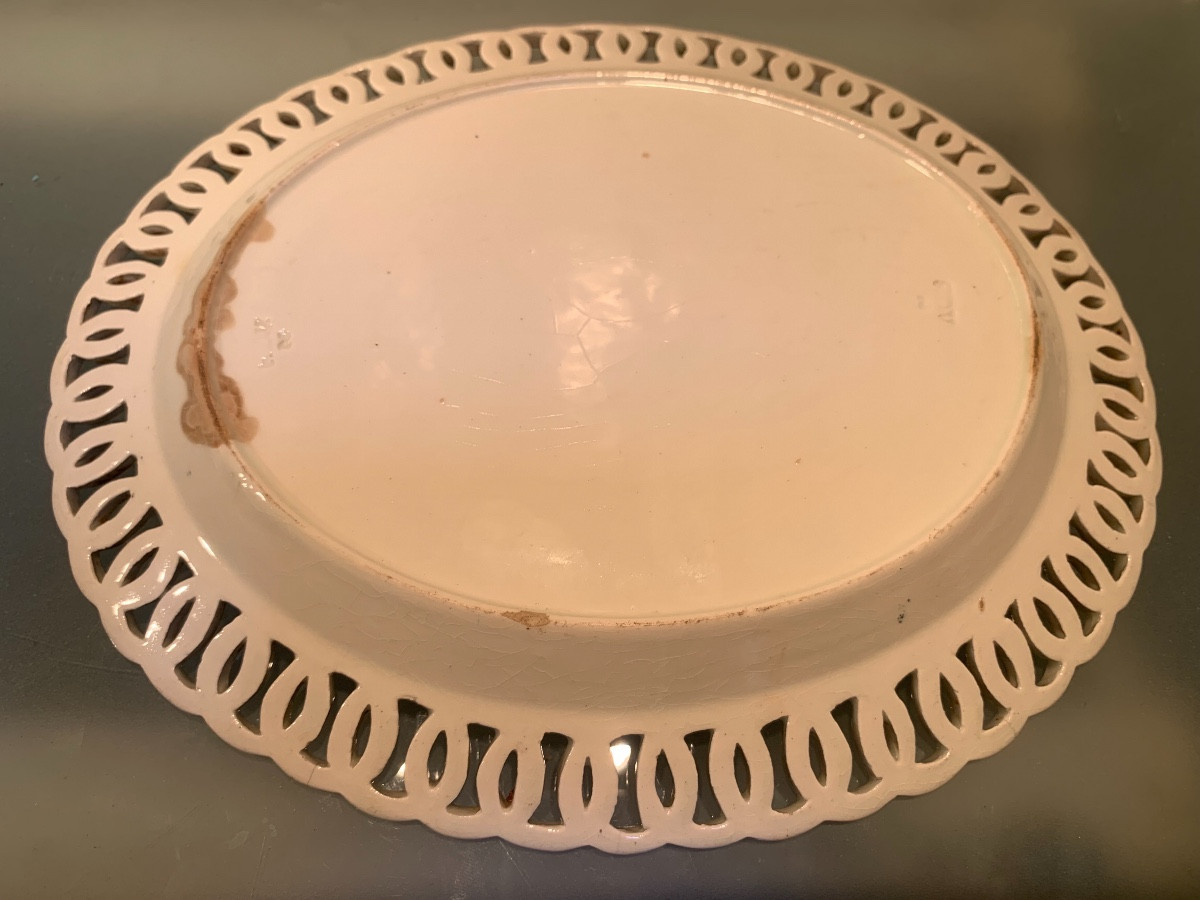 Deux Plats Ovales En Faïence Ajourée, Epoque Début XIXème-photo-1