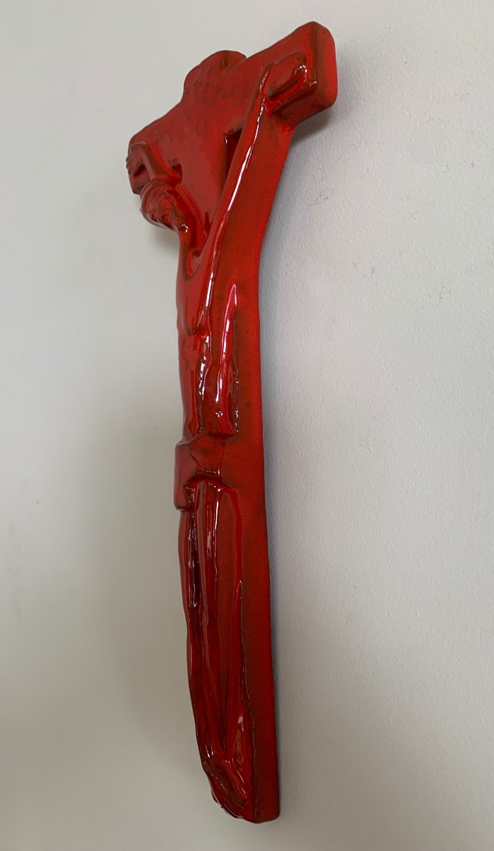 Christ D'Applique En Céramique Par José-Luis Sanchez, Années 1950/1960-photo-4