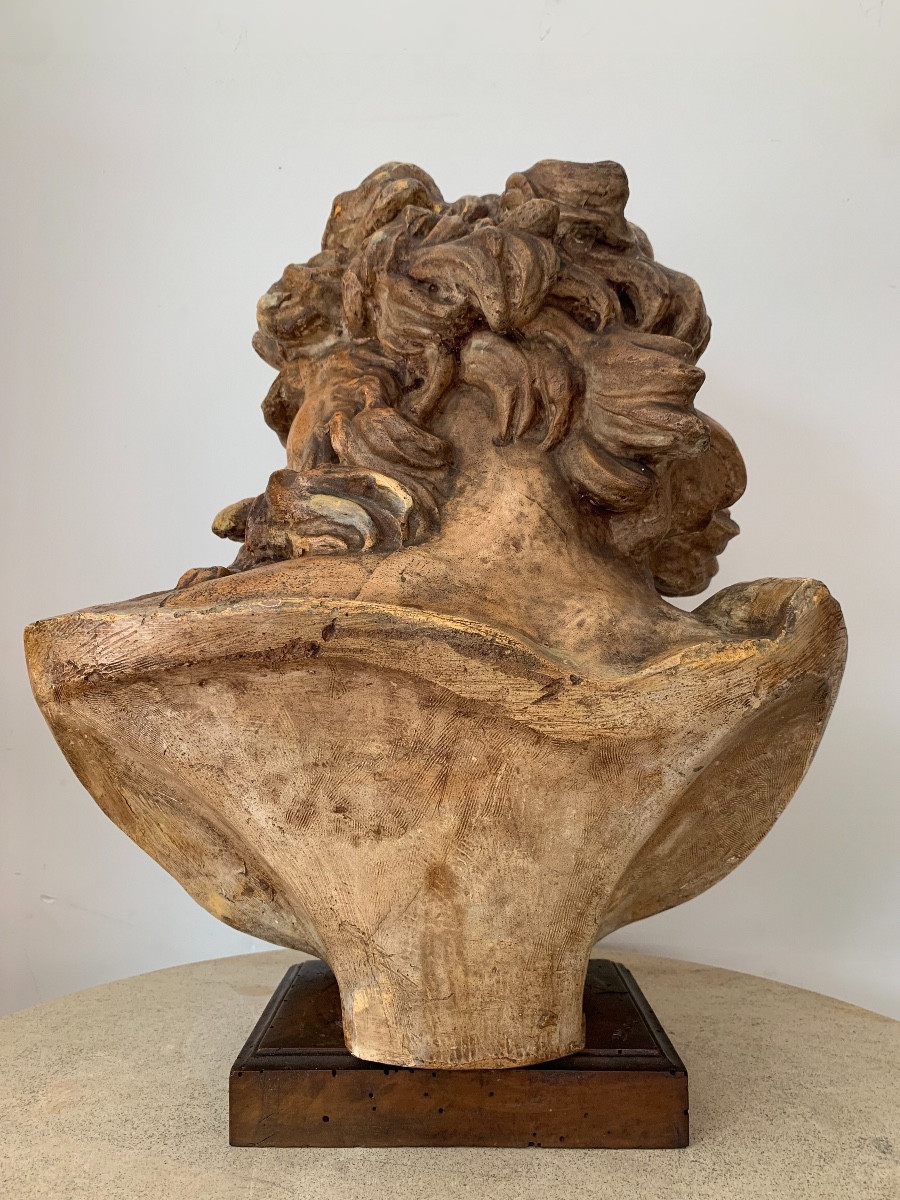 Patinated Plaster Bust Of A Man, Anonymous, 19th Century -photo-2