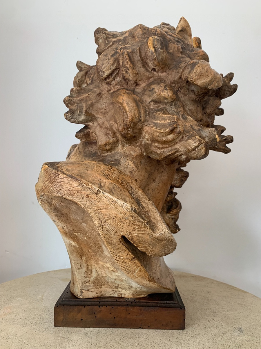 Patinated Plaster Bust Of A Man, Anonymous, 19th Century -photo-4