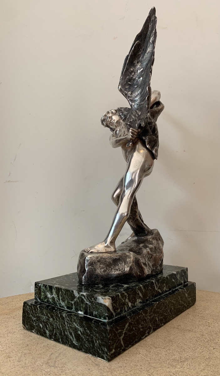 Silver-plated Bronze Statuette By Jean Verschneider, 1920s/1930s-photo-3