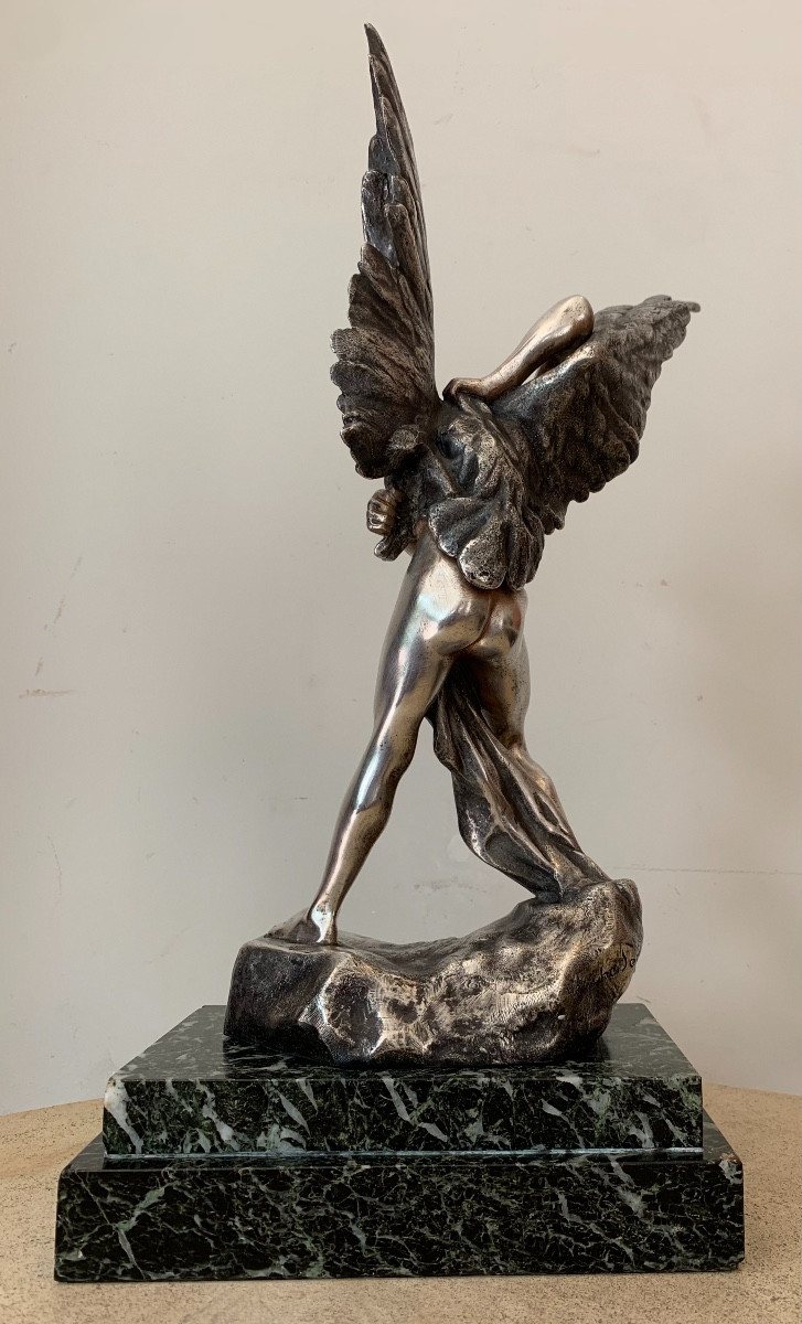 Silver-plated Bronze Statuette By Jean Verschneider, 1920s/1930s-photo-4