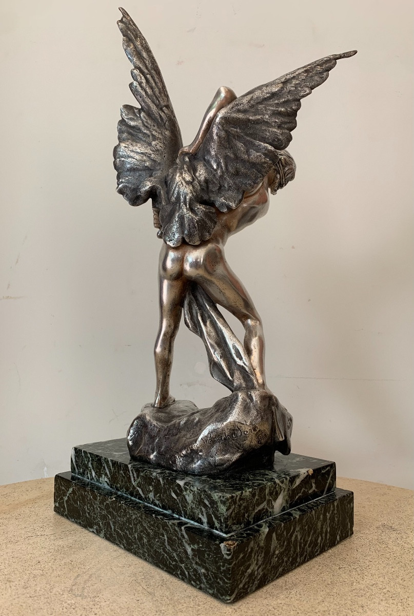 Silver-plated Bronze Statuette By Jean Verschneider, 1920s/1930s-photo-1