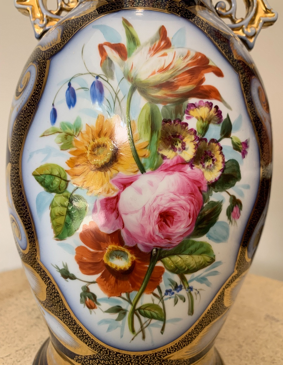 Bayeux Porcelain Vase With Handles, 19th Century-photo-7