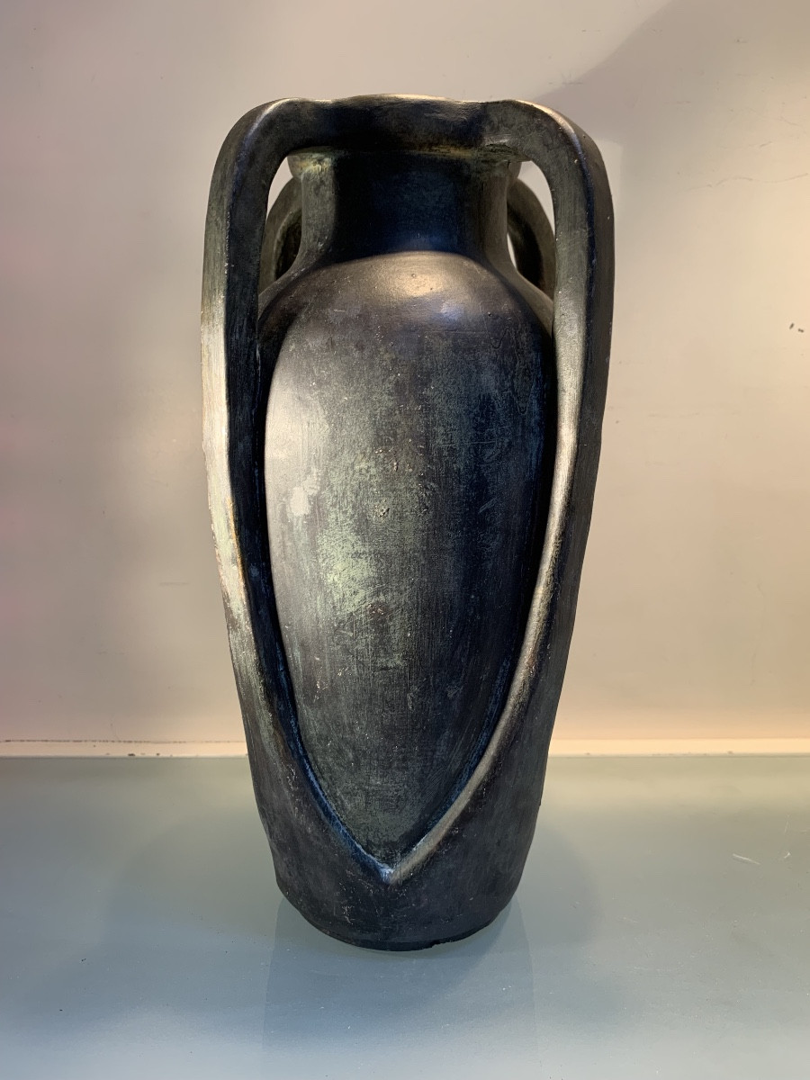 Vase En Faience Art Nouveau Par Jean-Baptiste Massier, Epoque 1900-photo-1