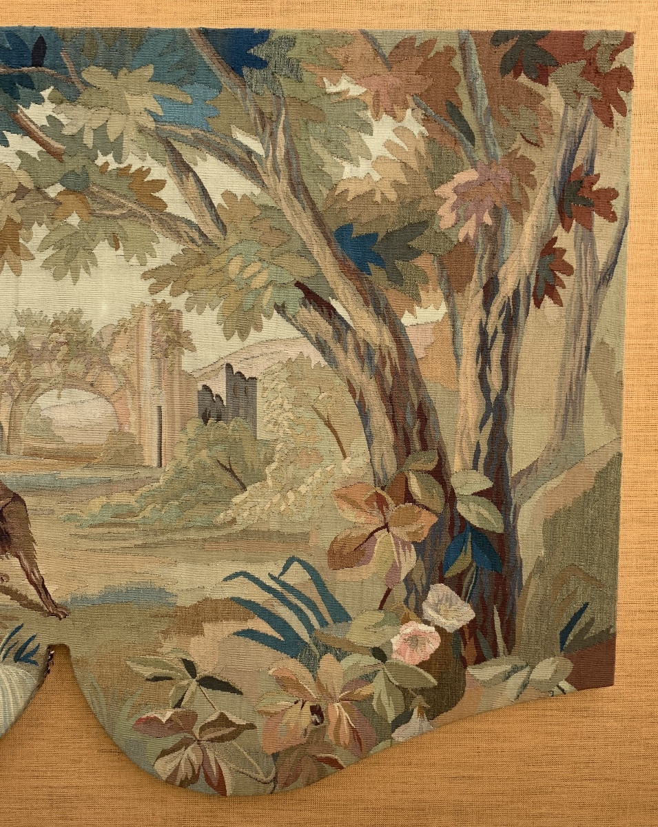 Aubusson Tapestry Valance Top, The Wolf And The Lamb, 18th Century-photo-4