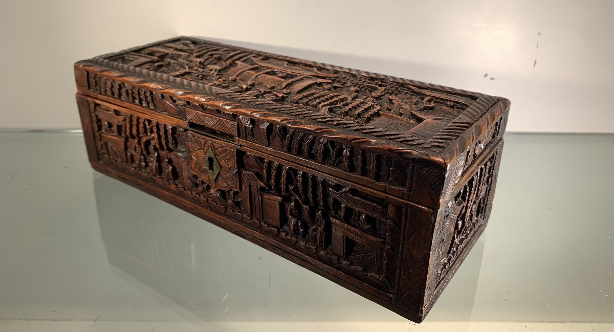 Chinese Cantonese Box In Sental Wood, 19th Century-photo-2
