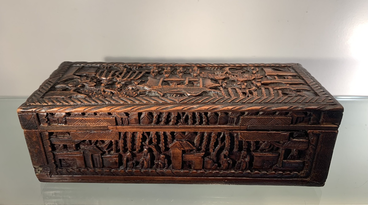 Chinese Cantonese Box In Sental Wood, 19th Century-photo-1