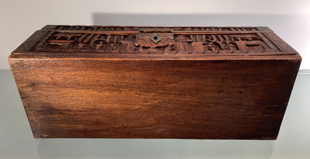Chinese Cantonese Box In Sental Wood, 19th Century-photo-5