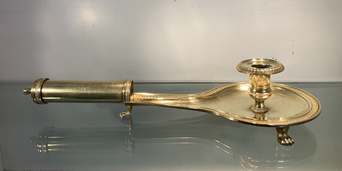 Bougeoir Pontifical ou Bougeoir D'Evêque, Bronze, Epoque Empire-photo-1
