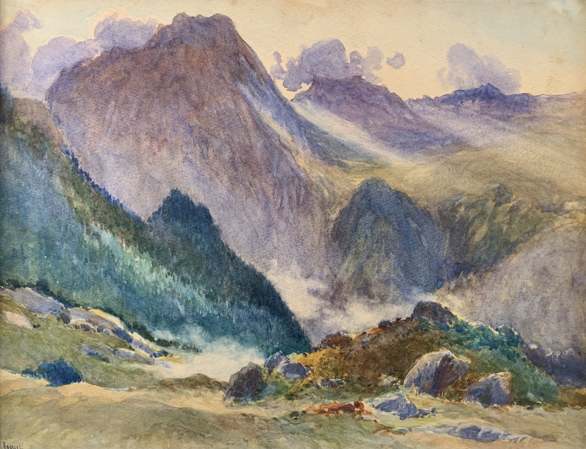 Aquarelle Des Basses-Pyrénées Par Paul Rossert, Epoque Début XXème