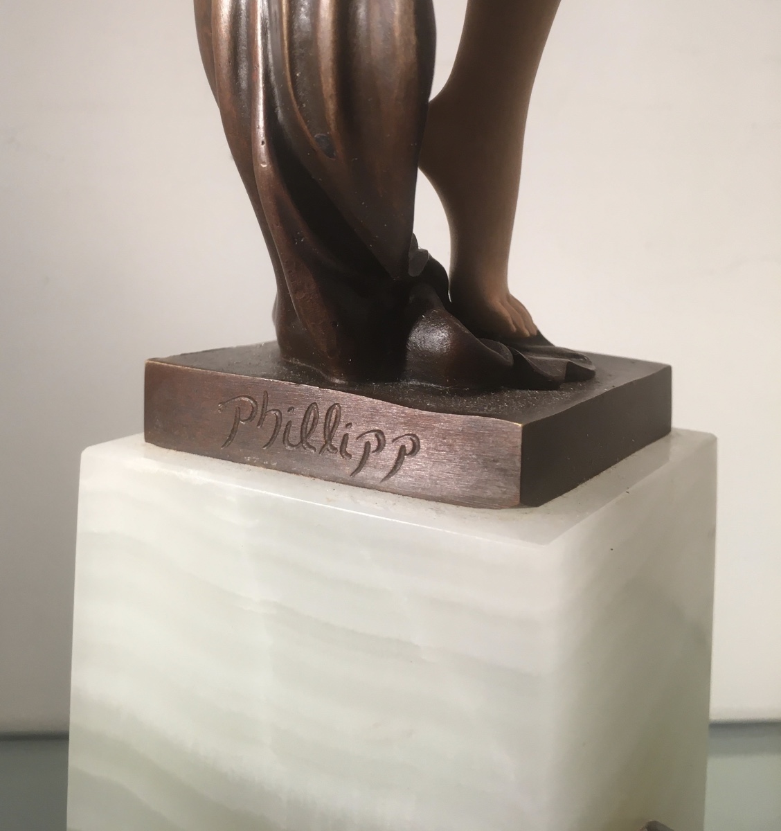 Art Deco Style Sculpture, Antique Copy, Bronze And Wood, 1980s-photo-6