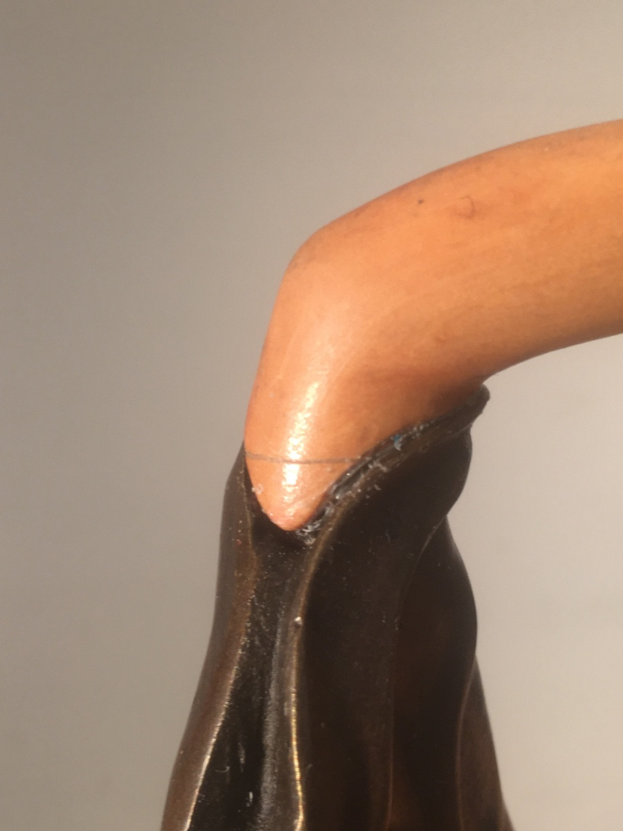 Art Deco Style Sculpture, Antique Copy, Bronze And Wood, 1980s-photo-7