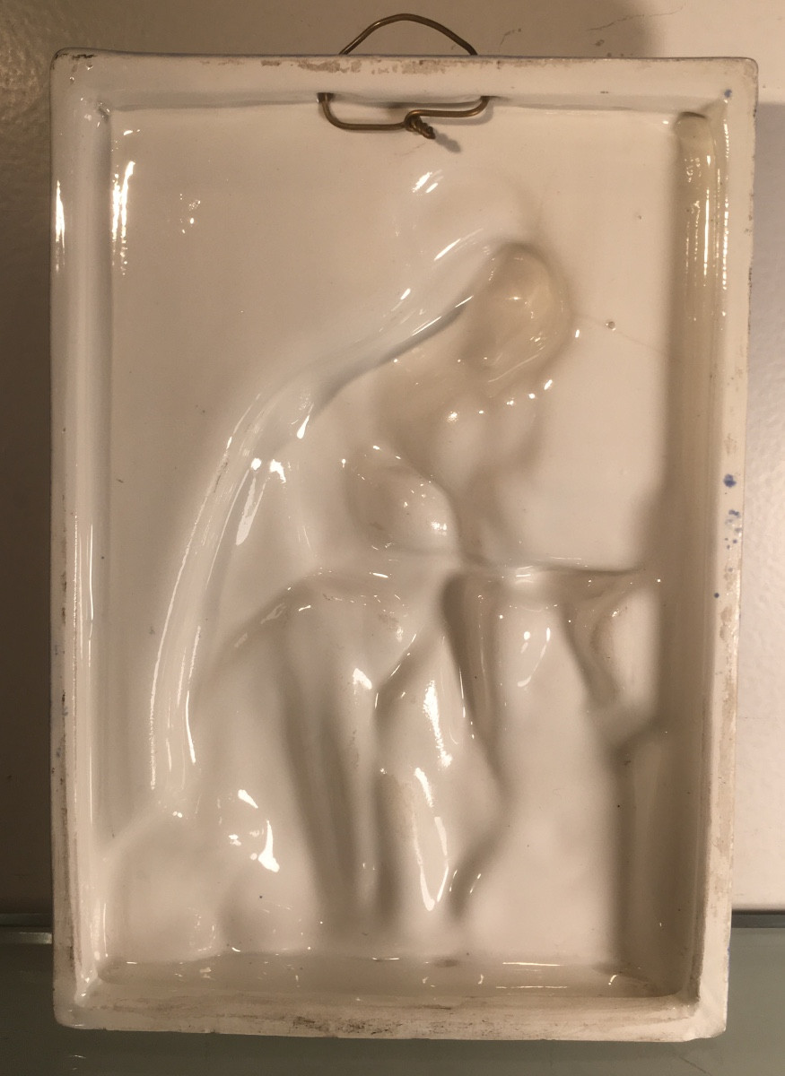 Virgin In Cantagalli Ceramic, Florence, Early 20th Century-photo-4