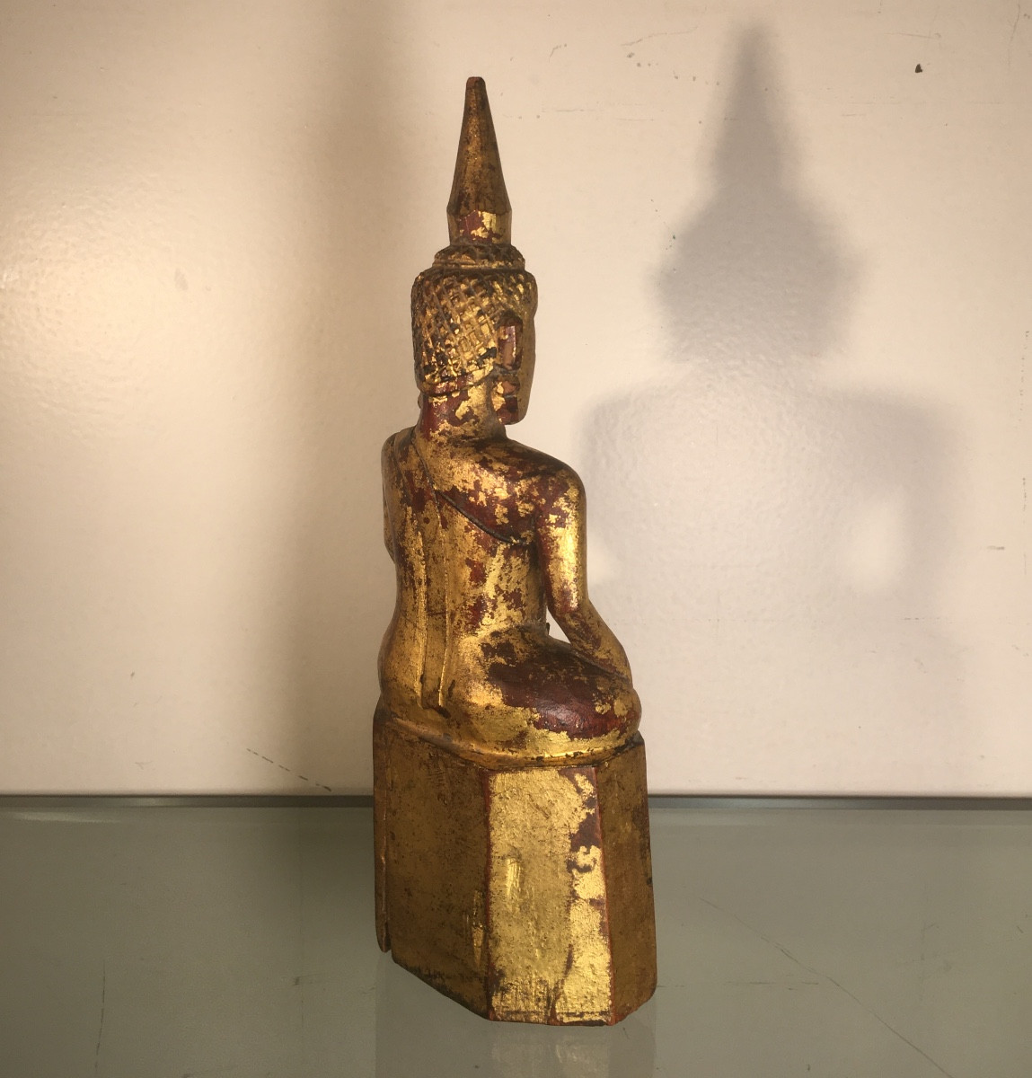 Petit Bouddha En Bois Doré, Asie du Sud- Est, Epoque XIXe-photo-2