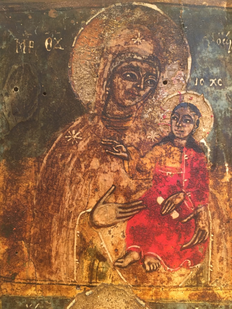 Byzantine Icon, Tempera On Wood, 19th Century-photo-2